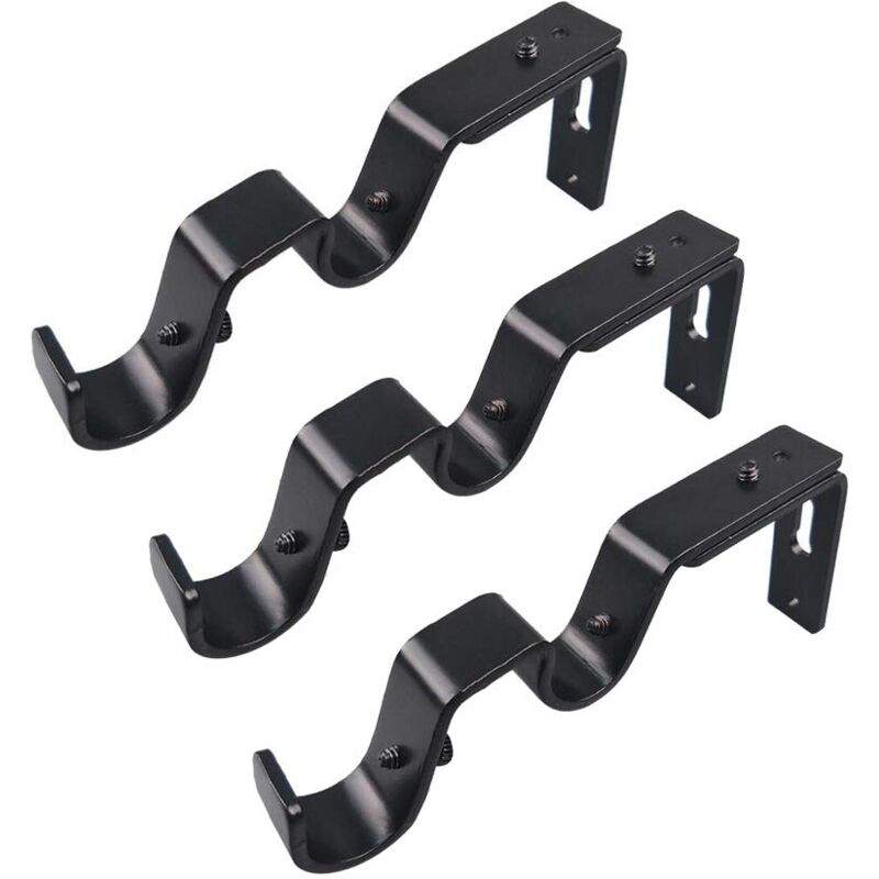 foto del prodotto set of 3 curtain rod brackets adjustable curtain rod base for 3 4 and 5 8 inch curtain rod silver black 
