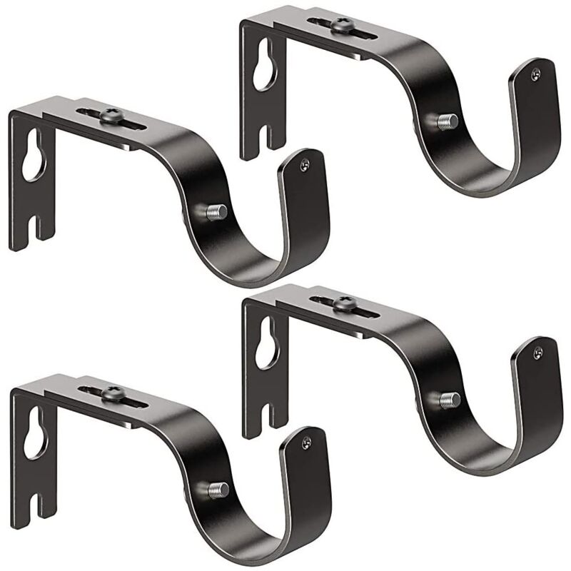 foto del prodotto set of 4 adjustable heavy duty curtain rod brackets black with screws