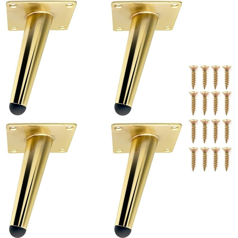 foto del prodotto set of 4 furniture legs 12cm durable metal tilting gold, table legs, sofa legs
