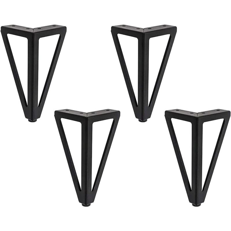 foto del prodotto set of 4 furniture legs, metal table legs, 15cm black furniture legs for tv tables, coffee table legs, cabinets, sofa beds and more. 15cm, black 