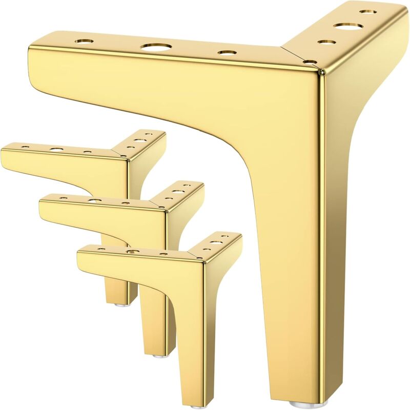 foto del prodotto set of 4 furniture legs, up to 800 kg, 10 cm modern metal triangular table legs, hairpin furniture legs for cabinets, gold
