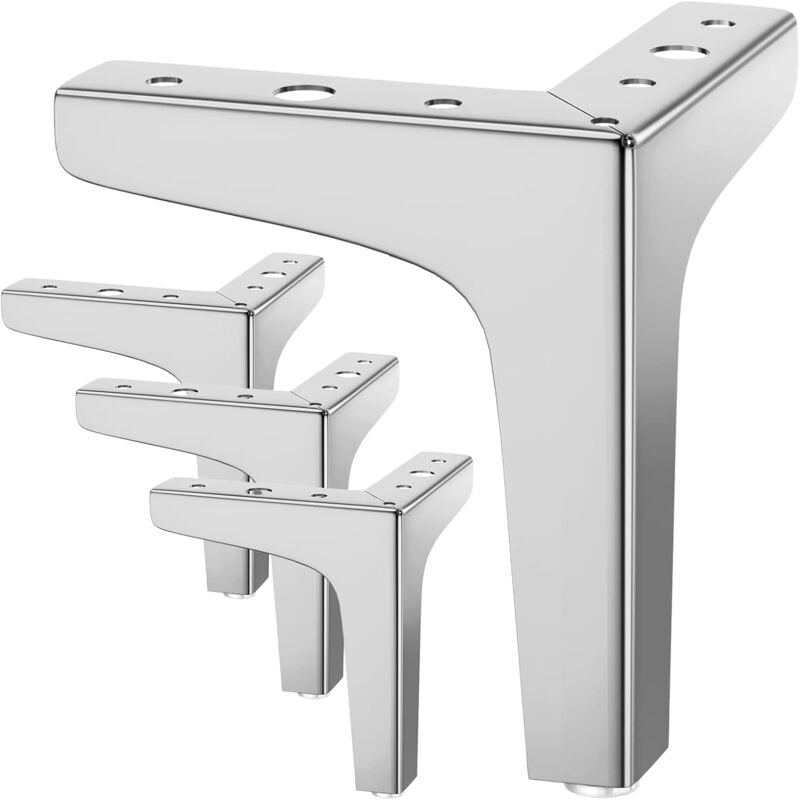 foto del prodotto set of 4 furniture legs up to 800kg, 10cm modern metal triangular table legs, hairpin furniture legs for cabinets, silver