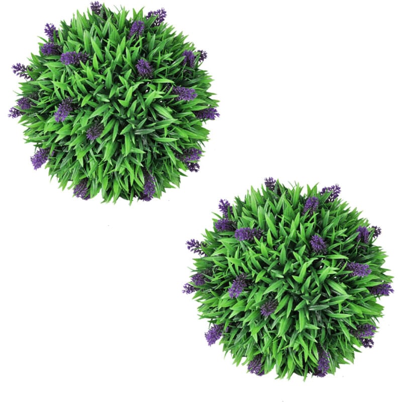 foto del prodotto set palle di bosso artificiale 2 pz con lavanda 30 cm - vidaxl