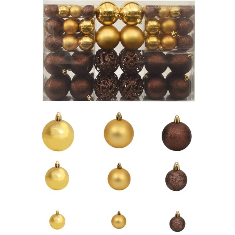 foto del prodotto set palline di natale 100 pz 3 4 6 cm marrone bronzo oro vidaxl
