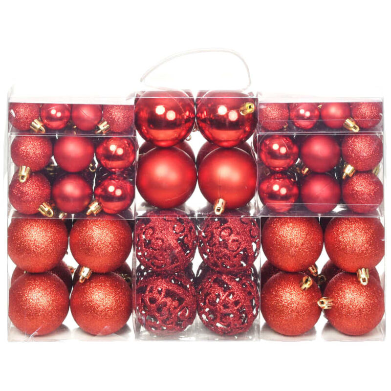 foto del prodotto set palline di natale 100 pz 3/4/6 cm rosse vidaxl