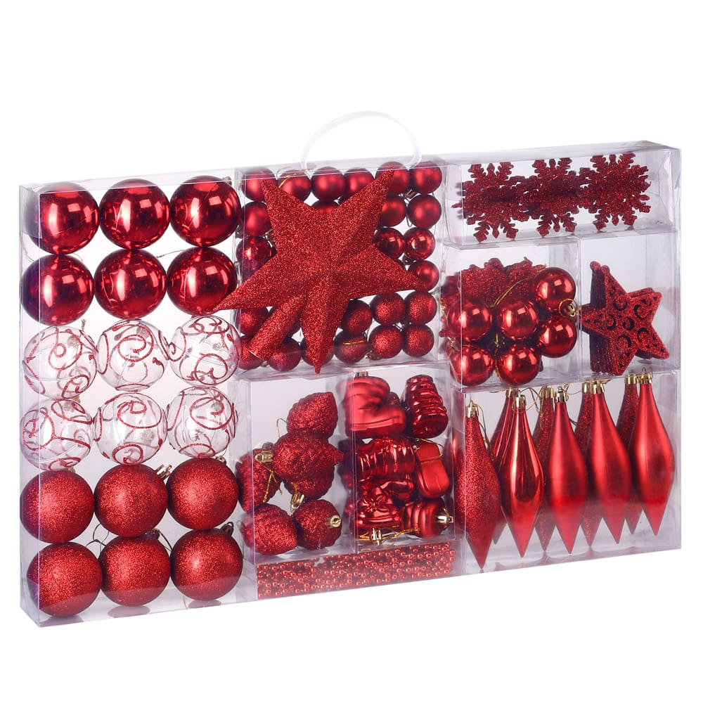 foto del prodotto set palline di natale 102 pezzi rossi