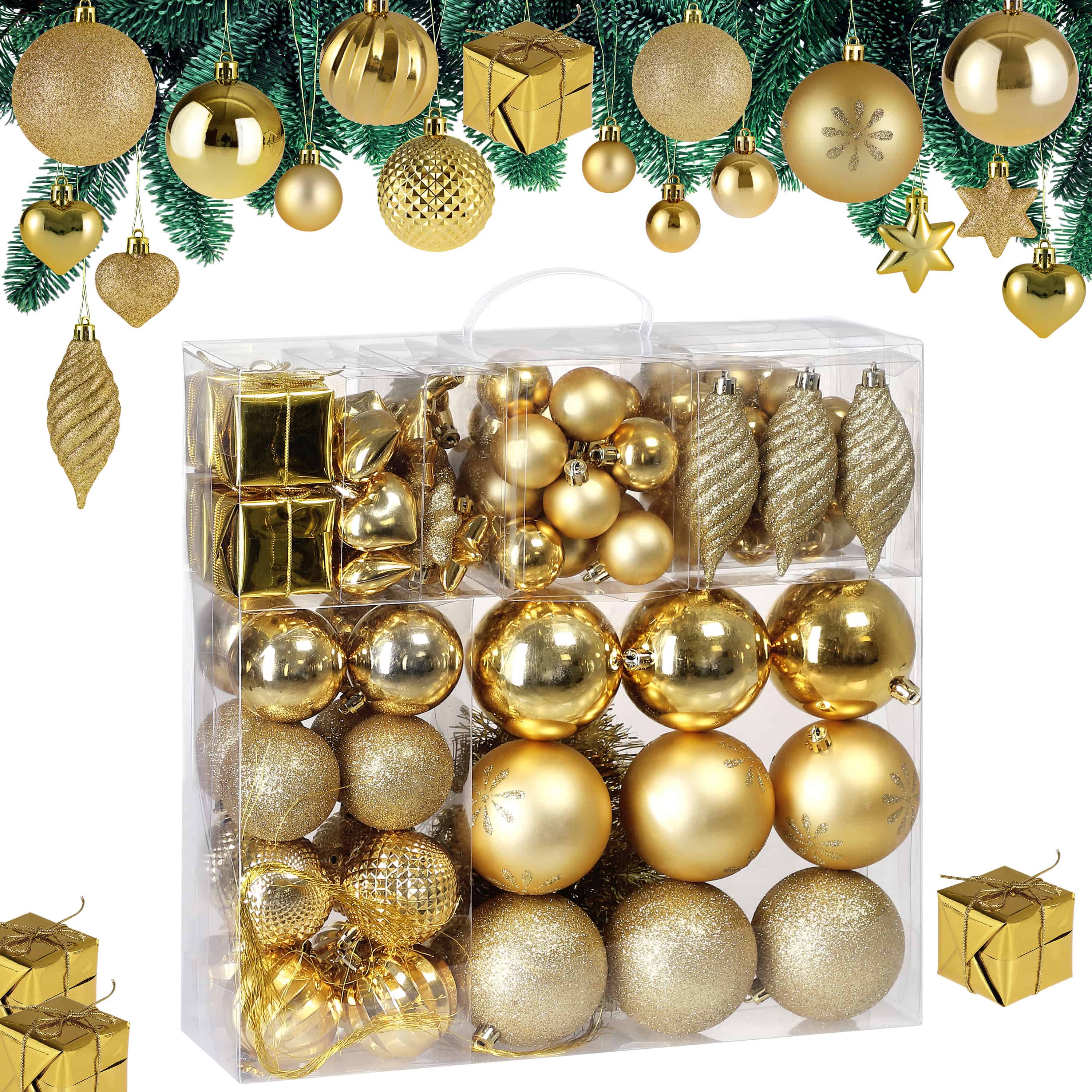 foto del prodotto set palline di natale 103 pezzi oro