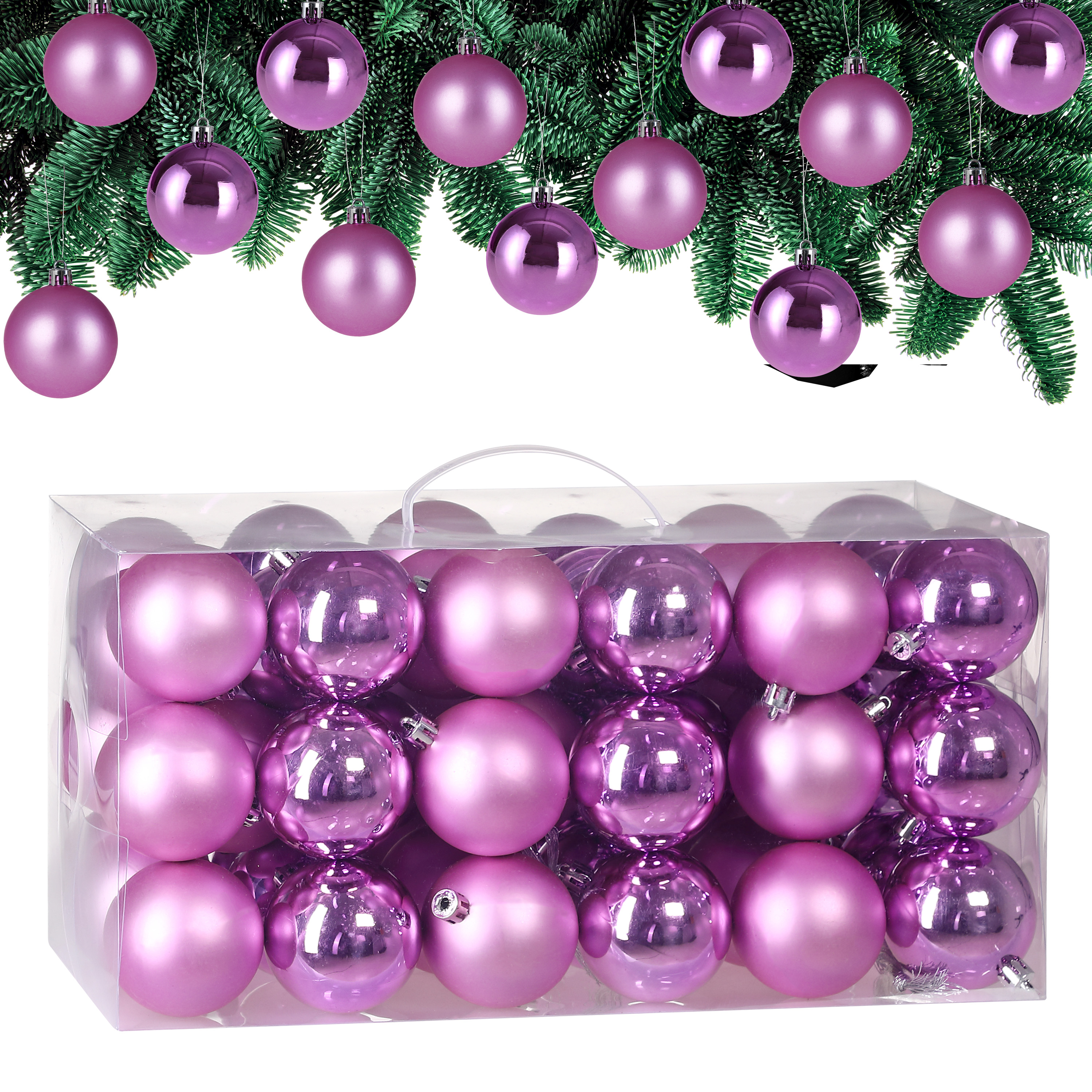 foto del prodotto set palline di natale 54 pezzi rosa