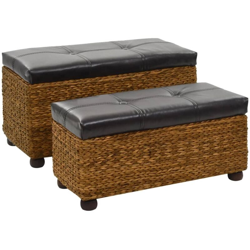foto del prodotto set panche 2 pz in giunco marrone vidaxl