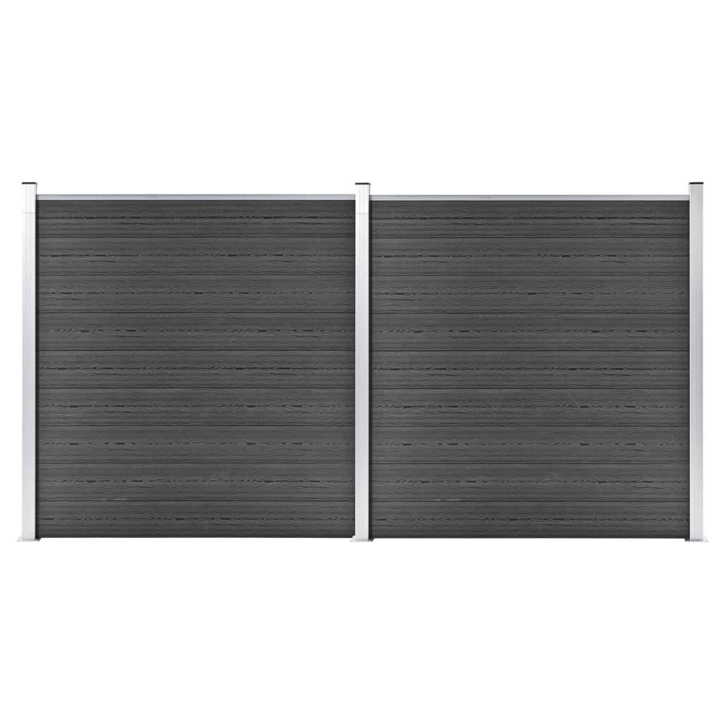 foto del prodotto set pannelli di recinzione in wpc 353x186 cm nero cod mxl 19177