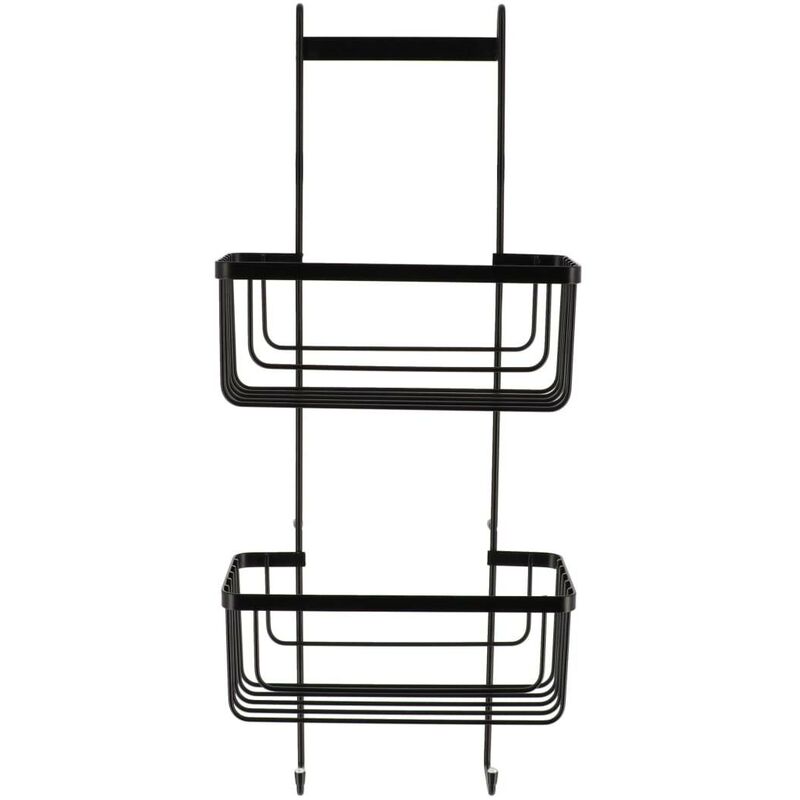 foto del prodotto set paravento in metallo 2 cestini 2 ganci nero opaco tendance