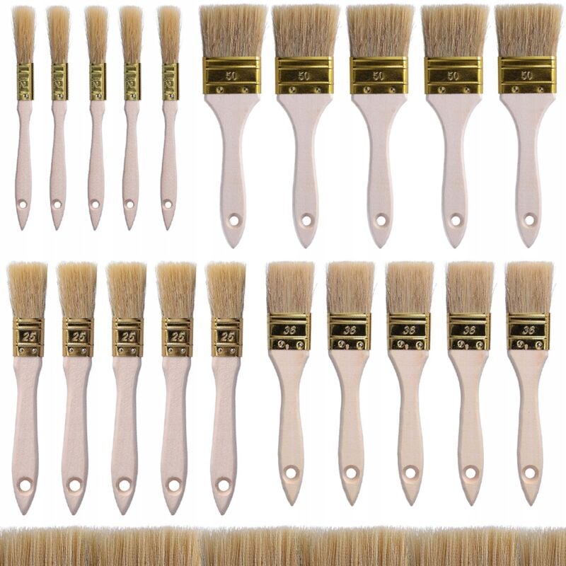 foto del prodotto set pennelli piatti 20 pz. setole naturali 15 25 36 50 mm