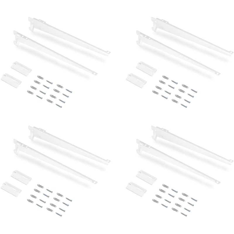 foto del prodotto set per 4 mensole con supporti e piastre di fissaggio a parete jagmet, lunghezza 280mm, acciaio, verniciato bianco - emuca