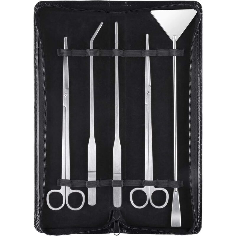 foto del prodotto set per acquario e terrario da 5 pezzi, set per acquascaping in acciaio inossidabile, contenitore per acquario, clip per piante acquatiche