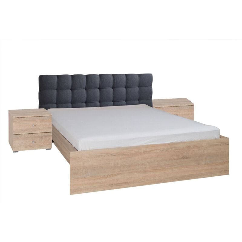 foto del prodotto set per camera da letto maxim. letto matrimoniale 160x200 cm cassetto rete a doghe due comodini.