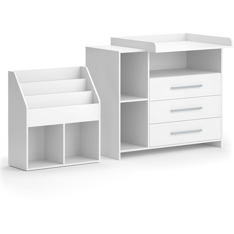 foto del prodotto set per cameretta oskar, bianco, 2 parti, con fasciatoio e libreria vicco