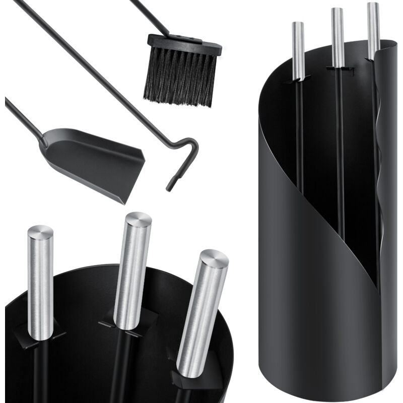 foto del prodotto set per caminetto 4 pezzi accessori per caminetto design moderno rivestito set per caminetto di alta qualit composto da 4 pezzi scopa pala poker