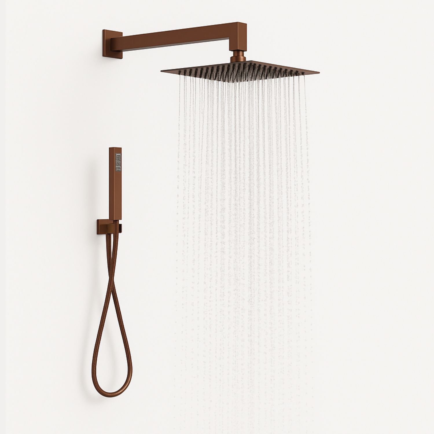 foto del prodotto set per doccia soffione quadro in acciaio inox 25x25 millimetri color oro rosa finitura oro rosa, confezione 1