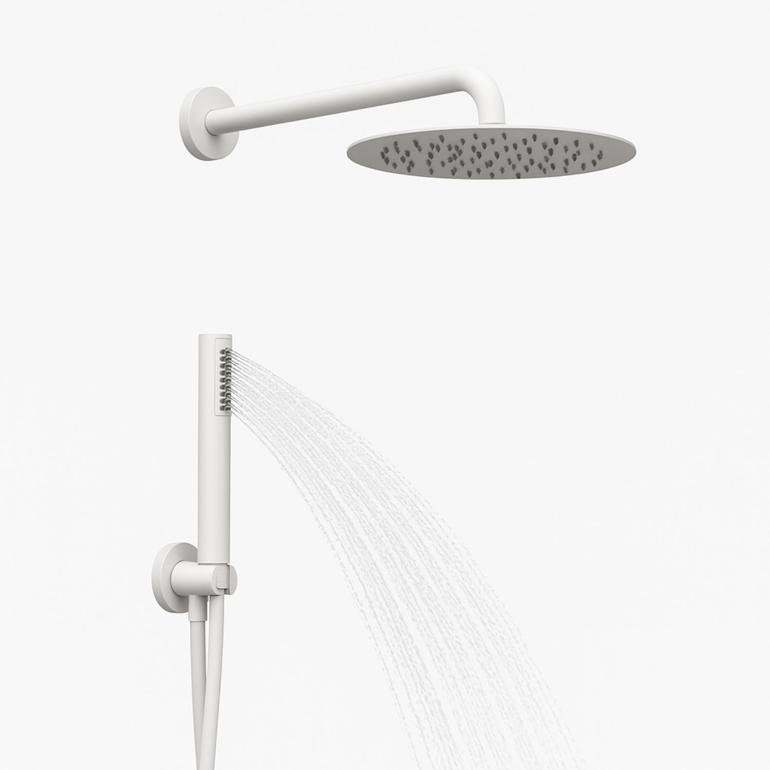 foto del prodotto set per doccia soffione tondo in acciaio inox 250 millimetri color bianco opaco *** finitura- bianco opaco tondo, con...