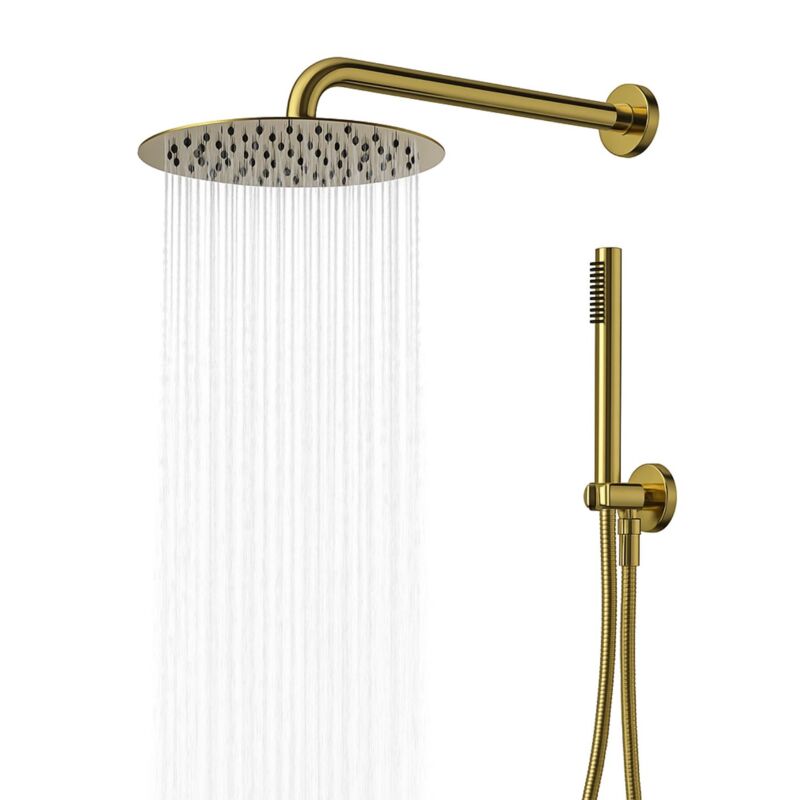 foto del prodotto set per doccia soffione tondo in acciaio inox 250 millimetri finitura oro finitura oro lucido confezione 1