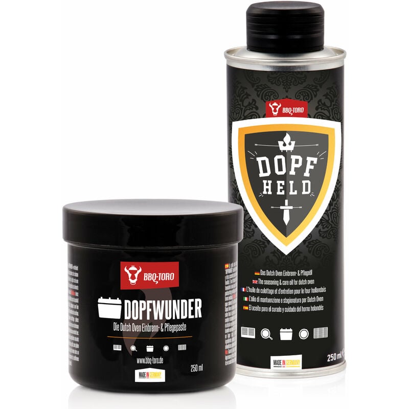 foto del prodotto set per la cura del forno olandese con dopfwunder dopfheld bbq toro