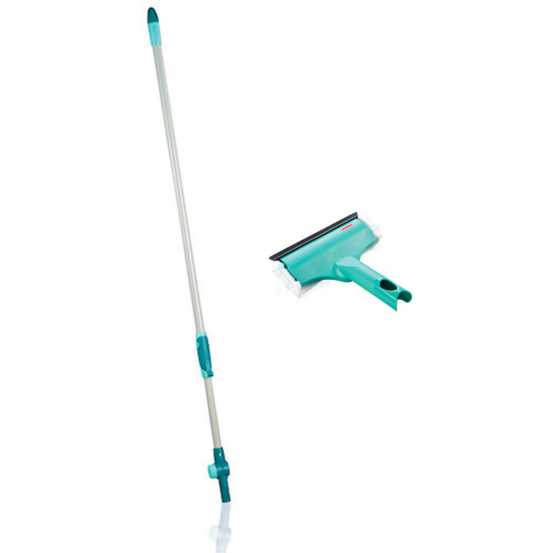 foto del prodotto set per la pulizia dei vetri manico telescopico 190 cm con snodo lavavetri compatto, verde 51127 click leifheit
