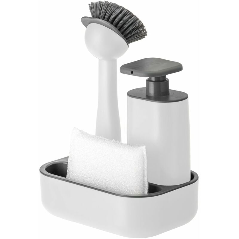 foto del prodotto set per lavello con dispenser di sapone, in plastica abs, bianco, 19 x 13 x 26,5 cm vigar