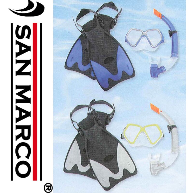 foto del prodotto set per sub con maschera pinne e boccaglio azzurro