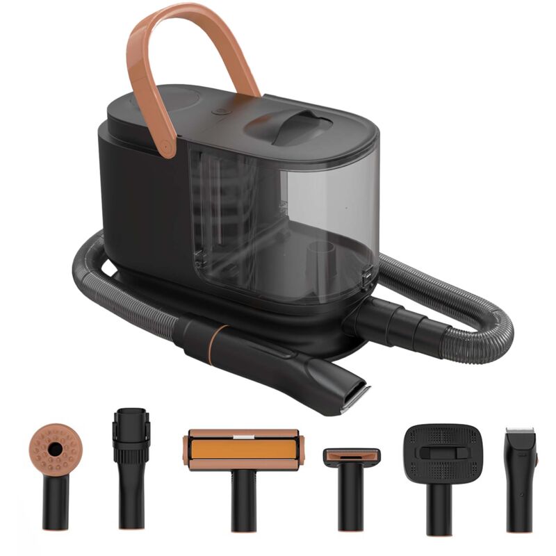 foto del prodotto set per toelettatura di animali domestici 6 in 1, aspira peli per cani e gatti, tosatrice per cani, con accessori per la cura del pelo, colore nero