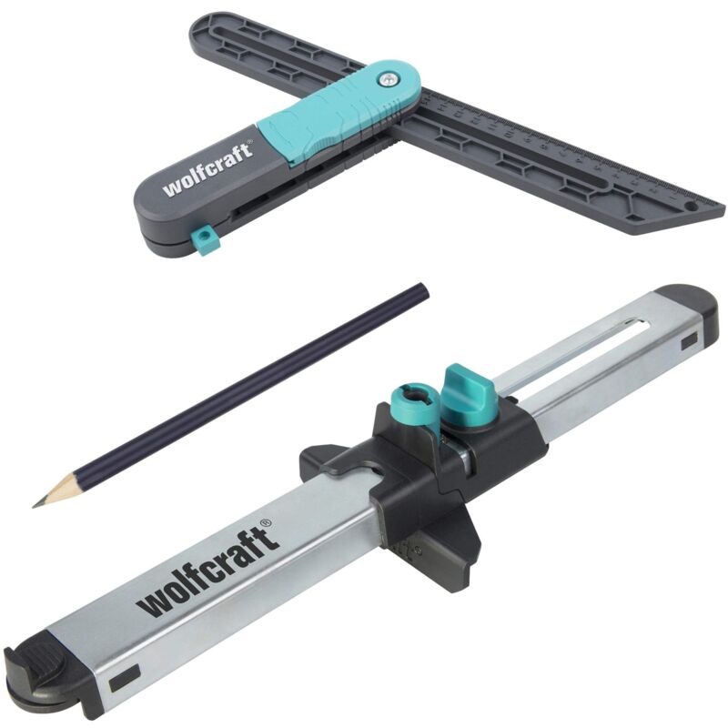 foto del prodotto set per trasferimento degli angoli e montaggio del laminato i 8660000 i 2 strumenti pratici per la posa precisa di vinile e laminato wolfcraft