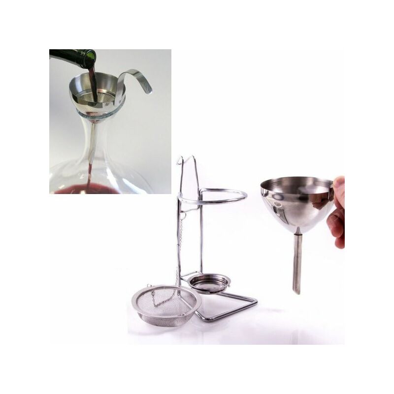 foto del prodotto set per travaso decantare vino rimuovi sedimenti setaccio in acciaio 95489