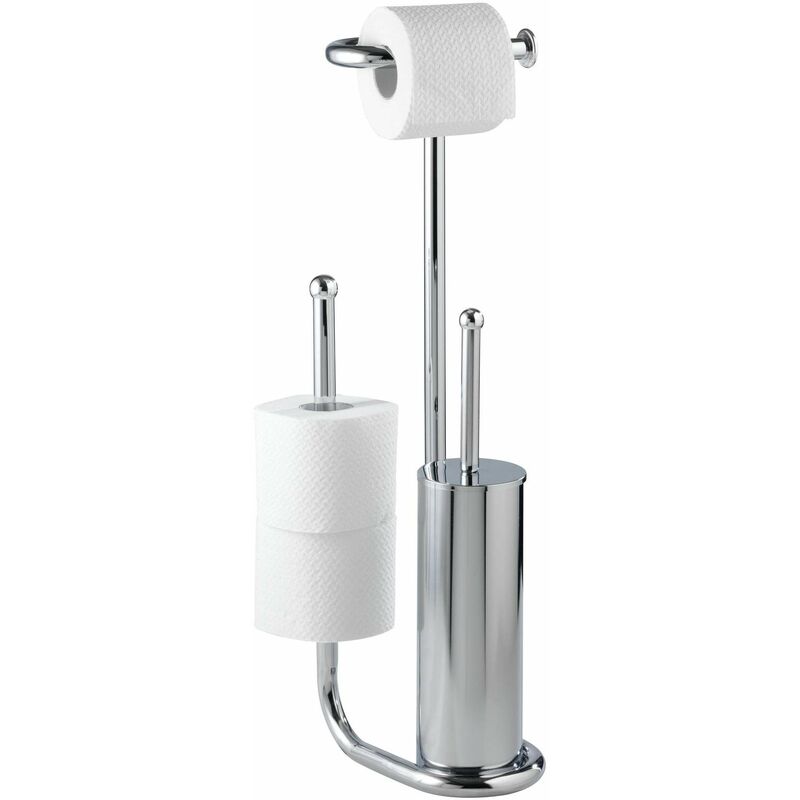 foto del prodotto set per wc con scopino universalo cromo e portarotolo di riserva, accessori bagno completo, set da toilette wenko