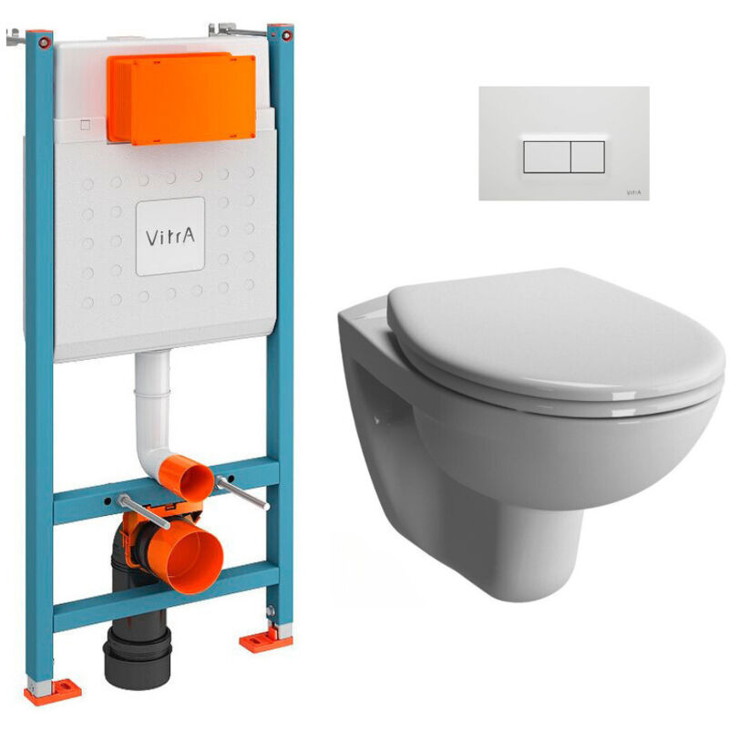 foto del prodotto set per wc v-fix bati-support wc senza brida normus sedile softclose placca, bianco lucido v-fixnormusrimless-1 - vitra