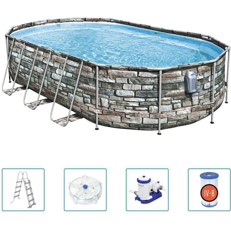 foto del prodotto set piscina ovale power steel comfort jet series 610x366x122cm bestway