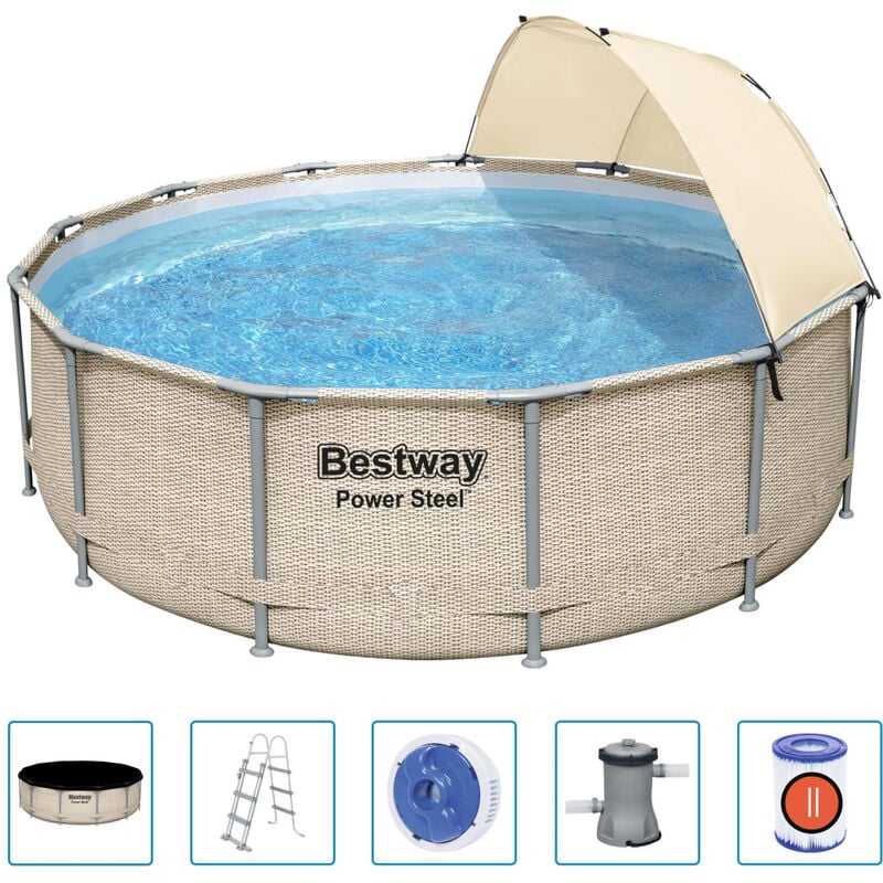 foto del prodotto set piscina power steel con baldacchino 396x107 cm bestway