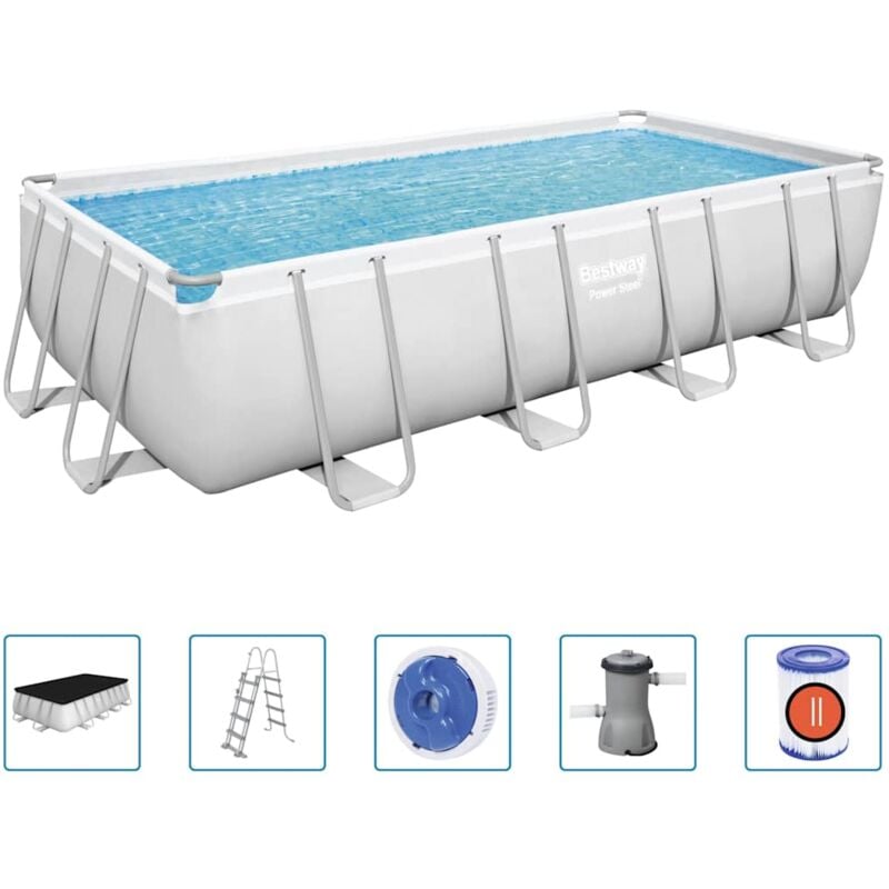 foto del prodotto set piscina power steel rettangolare 488x244x122 cm bestway