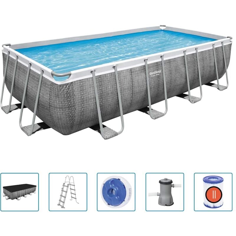 foto del prodotto set piscina power steel rettangolare 488x244x122 cm bestway