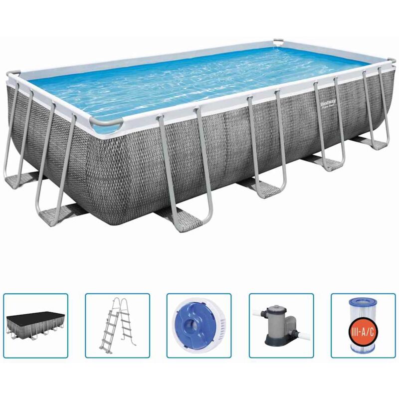 foto del prodotto set piscina rettangolare power steel 549x274x122 cm bestway