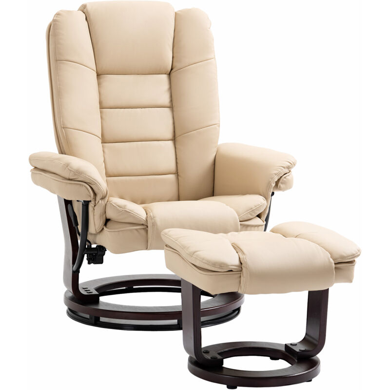 foto del prodotto set poltrona relax reclinabile girevole a 360 e pouf poggiapiedi homcom