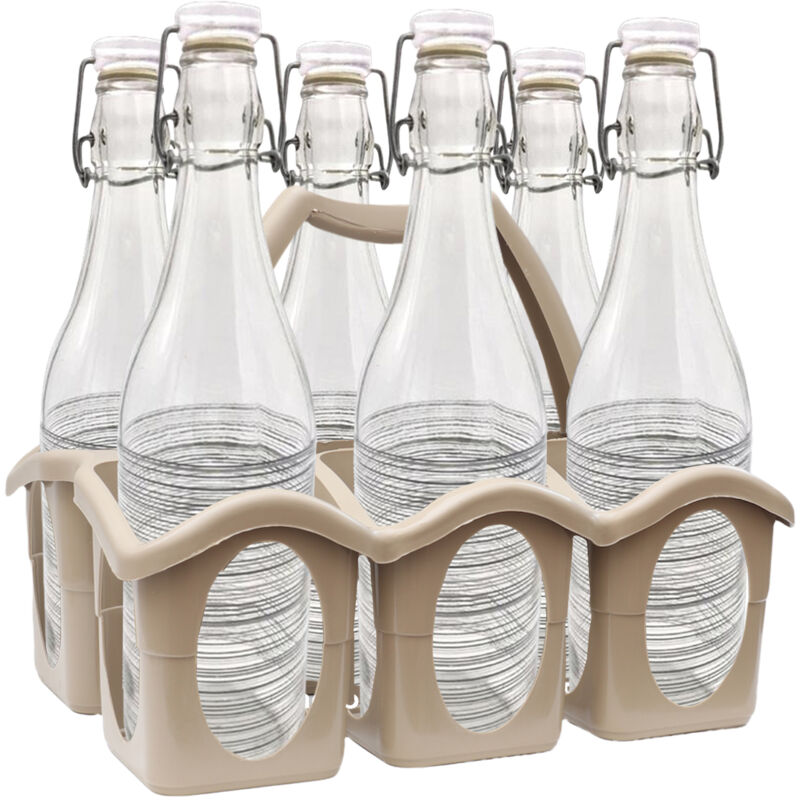 foto del prodotto set porta bottiglie in plastica 6 bottiglie in vetro da 1 lt