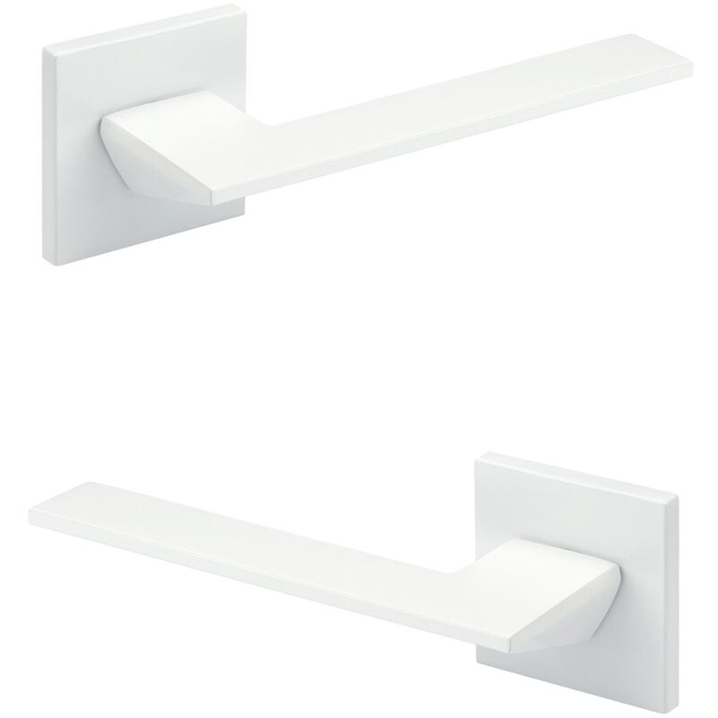foto del prodotto set porta design, maniglia porta camera wc bagno alluminio opaco 4 colori ricardo borelli q01 bianco opaco, maniglie delle porte