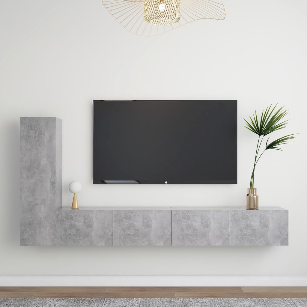 foto del prodotto set porta tv 3 pz grigio cemento in truciolato cod mxl 33838
