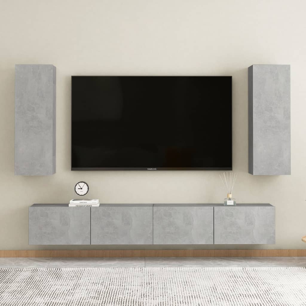 foto del prodotto set porta tv 4 pz grigio cemento in truciolato cod mxl 23547