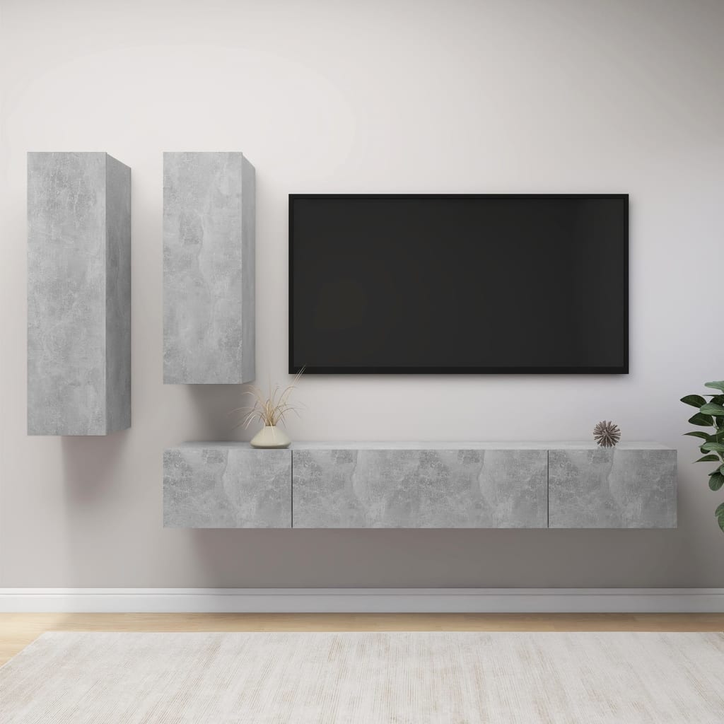 foto del prodotto set porta tv 4 pz grigio cemento in truciolato cod mxl 33830