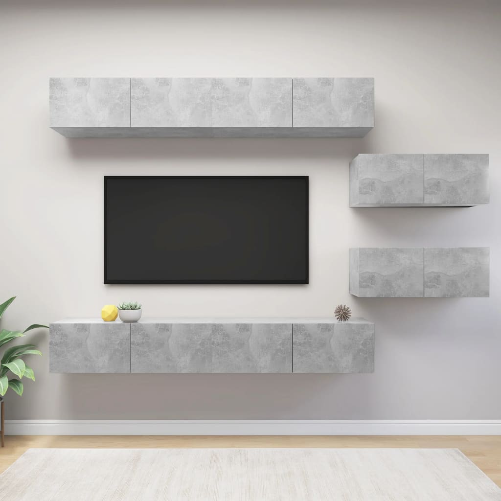 foto del prodotto set porta tv 6 pz grigio cemento in truciolato