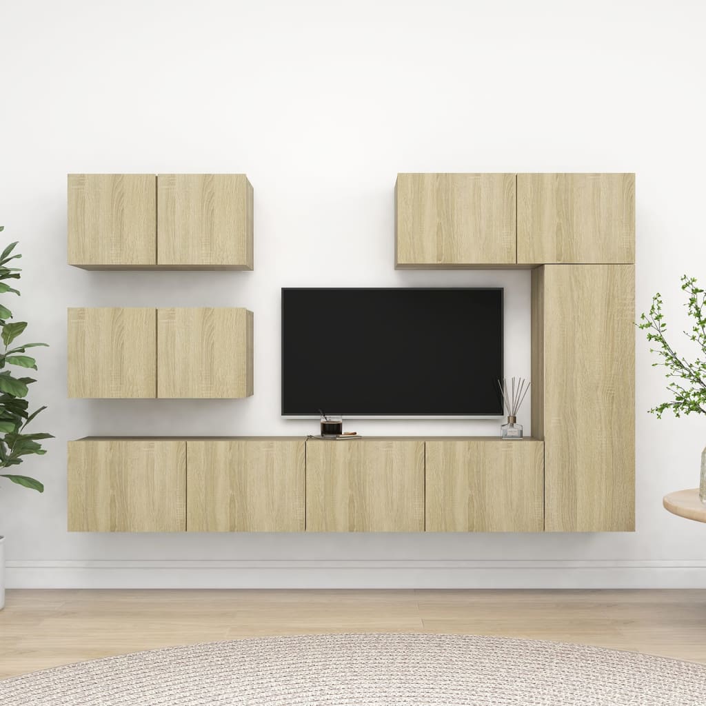 foto del prodotto set porta tv 6 pz rovere sonoma in truciolato cod mxl 20129