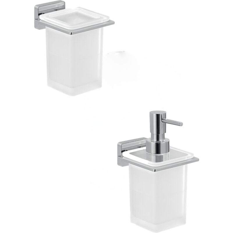 immagine 0 del prodotto set portaspazzolini e dosasapone da muro gedy linea atena cromato