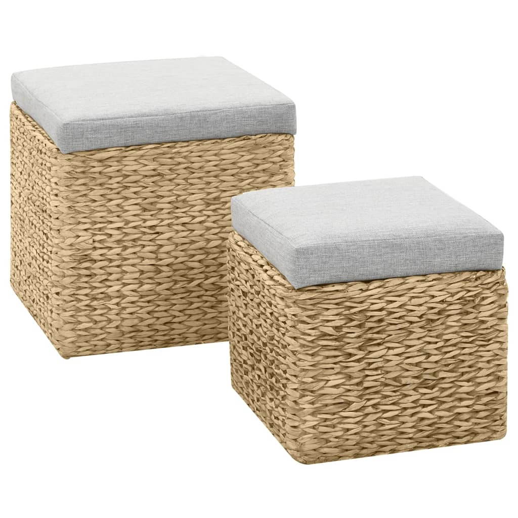 foto del prodotto set pouf 2 pz in giunco grigio cod mxl 58107