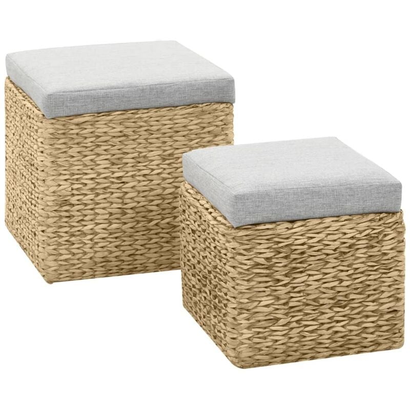 foto del prodotto set pouf 2 pz in giunco grigio - vidaxl