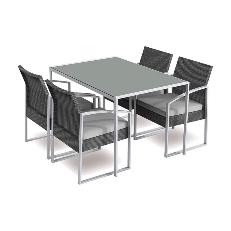 foto del prodotto set pranzo bilbao colore black washed 1 tavolo 4 poltrone garden friend